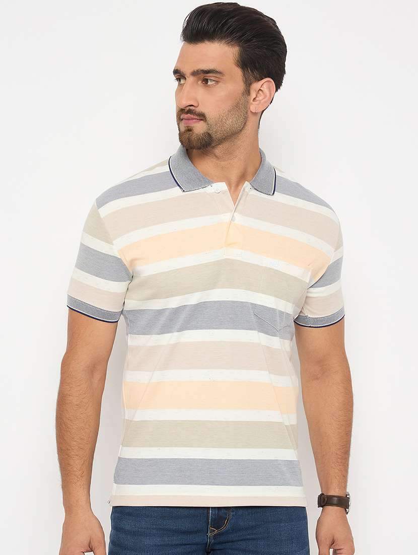 men short sleeves striped polo t-shirt