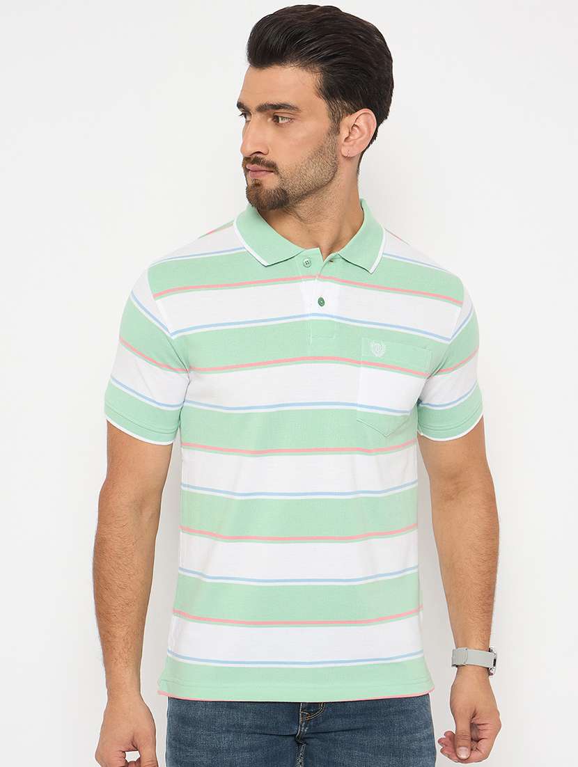 men short sleeves striped polo t-shirt