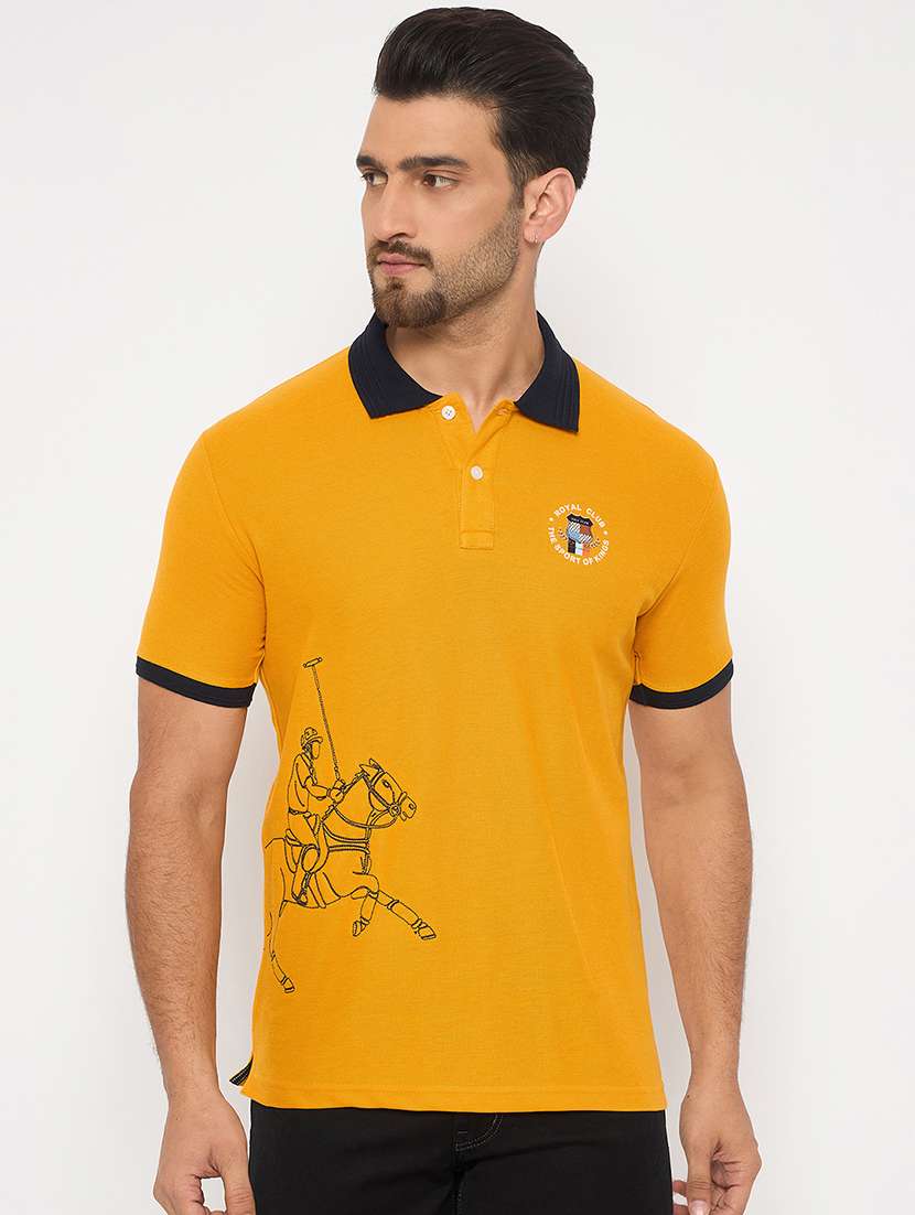 men short sleeves printed polo t-shirt