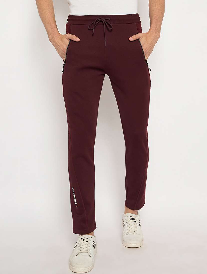men solid mid rise track pant