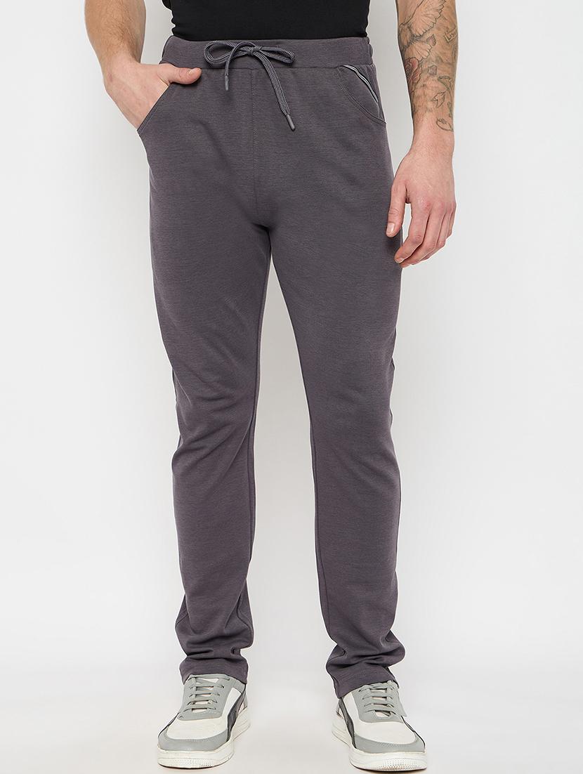 men solid mid rise track pant