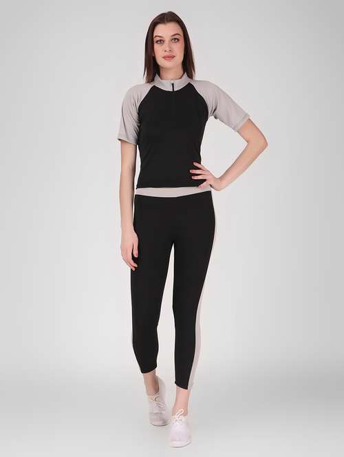 women black color block active wear co-ords set - 21743320 - Standard Image - 0