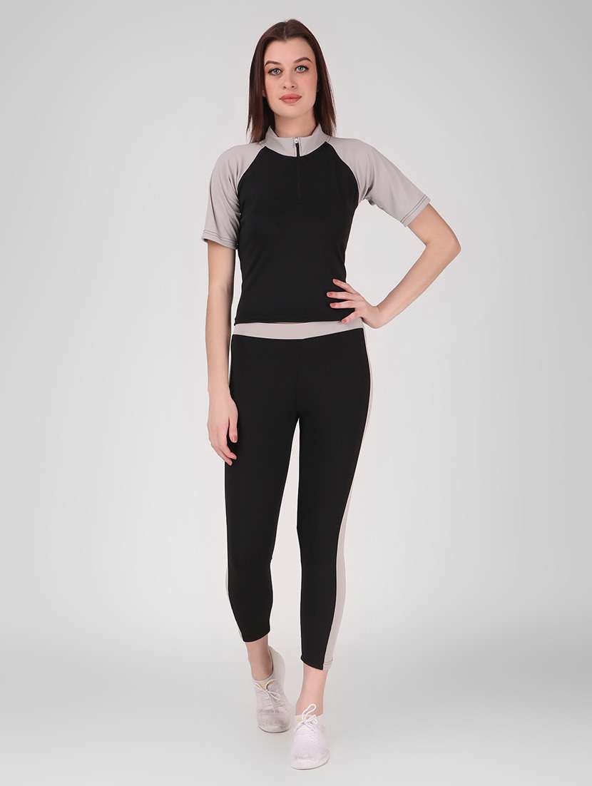women black color block active wear co-ords set - 21743320 - Zoom Image - 0