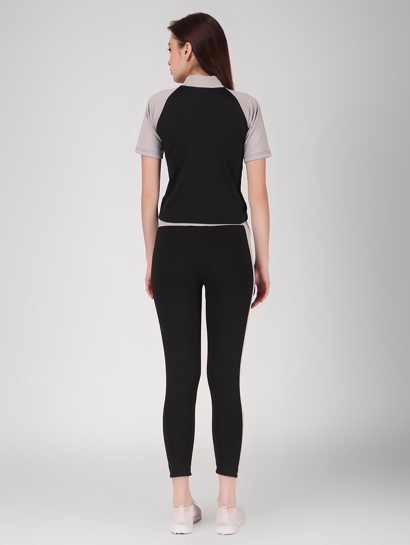 women black color block active wear co-ords set - 21743320 -  Standard Image - 1