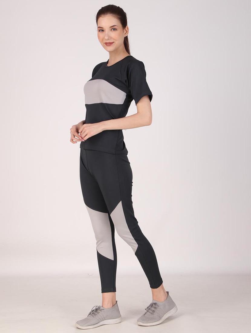 women black color block active wear co-ords set - 21743324 - Standard Image - 1