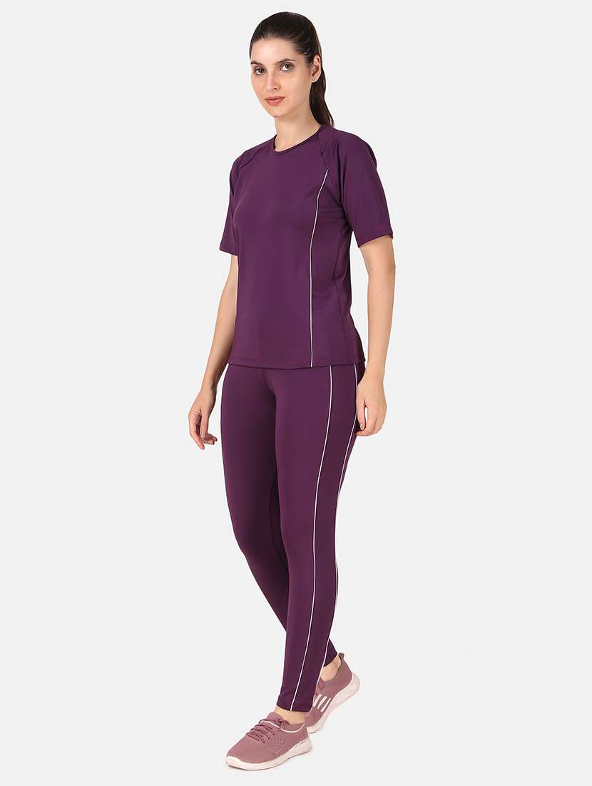 women purple solid active wear co-ords set - 21743328 -  Standard Image - 1