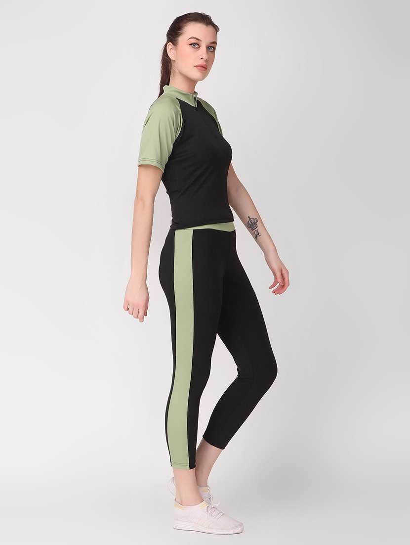 women black color block active wear co-ords set - 21743331 -  Standard Image - 1