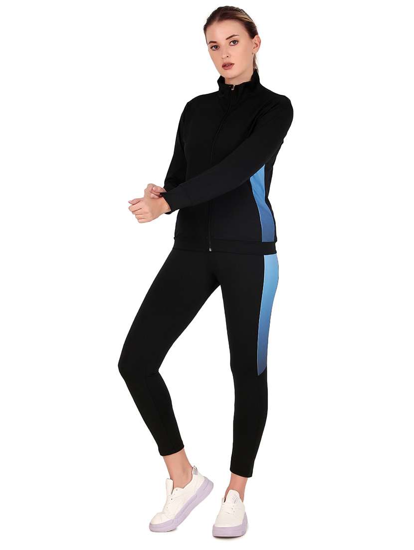 women black color block active wear co-ords set