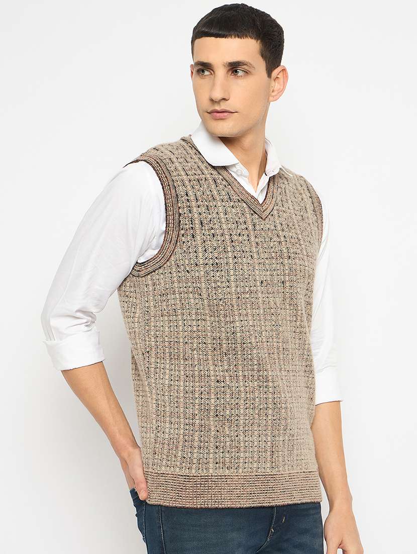 men v-neck self design pullover - 21743336 -  Standard Image - 1