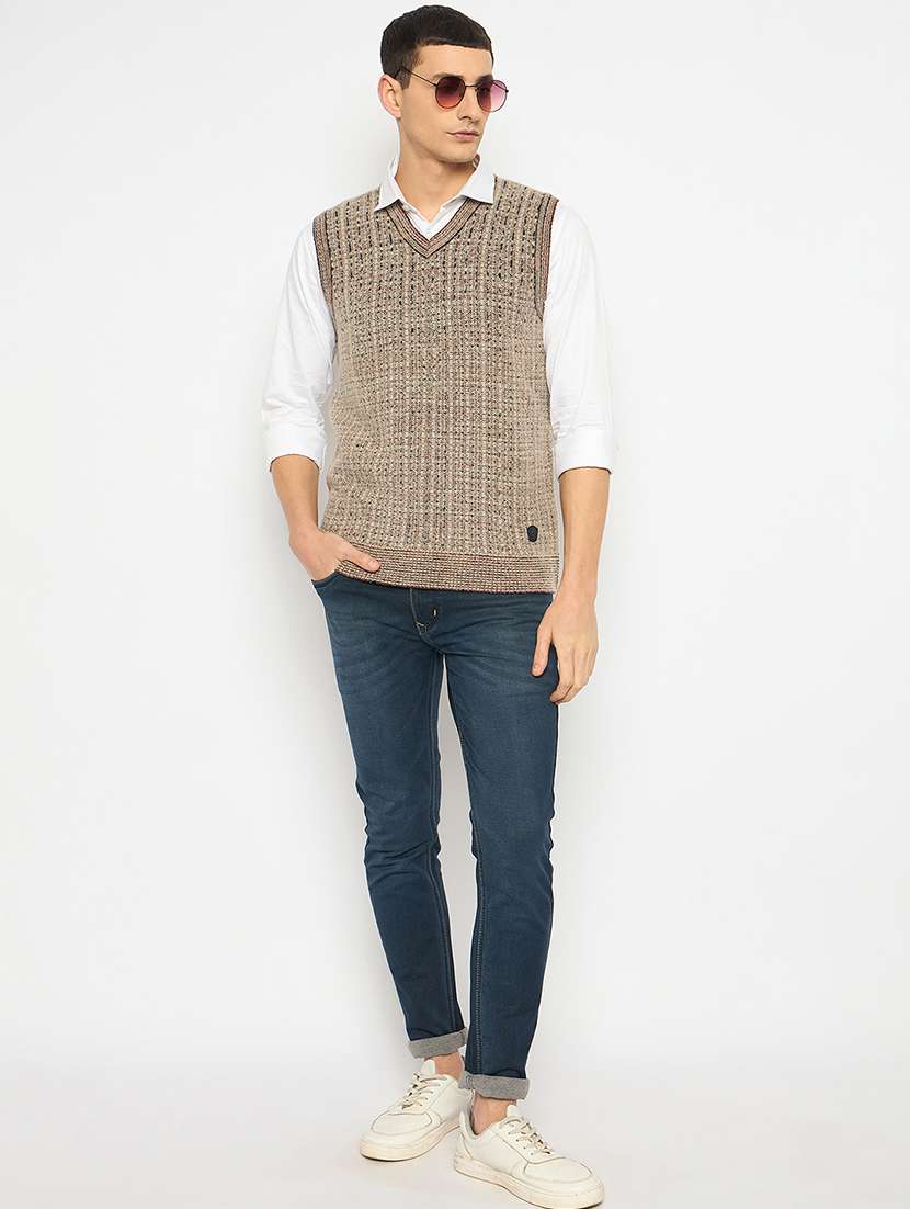 men v-neck self design pullover - 21743336 -  Standard Image - 4