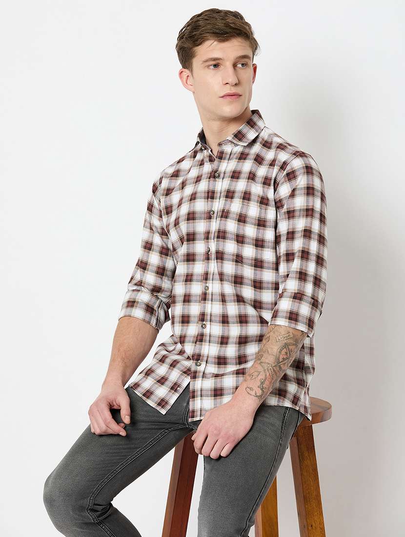men long sleeves checkered casual shirt - 21743339 - Standard Image - 4