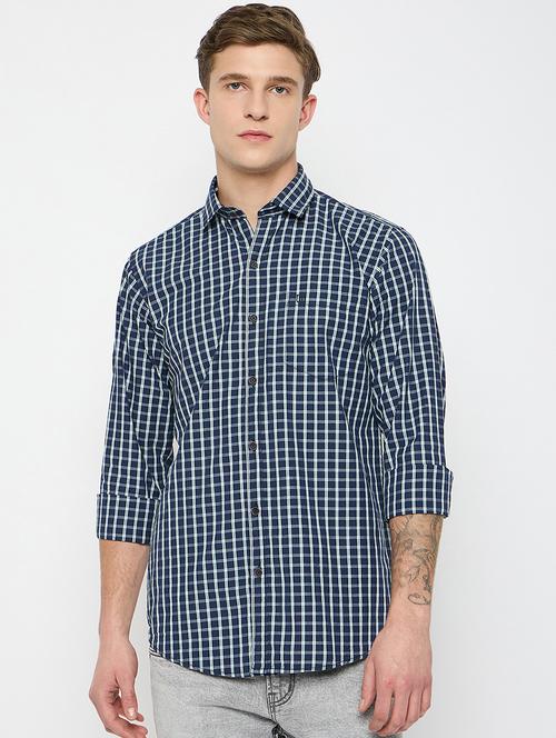 men long sleeves checkered casual shirt - 21743341 - Standard Image - 0