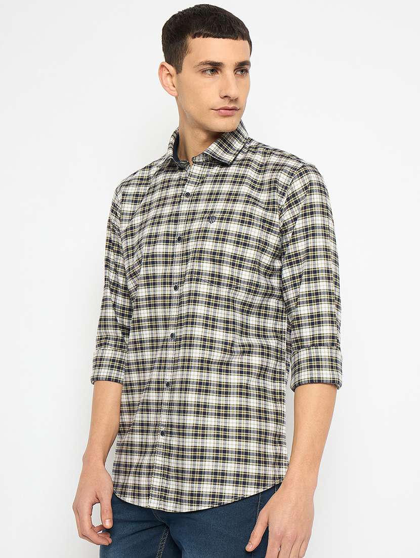 men long sleeves checkered casual shirt - 21743342 -  Standard Image - 1