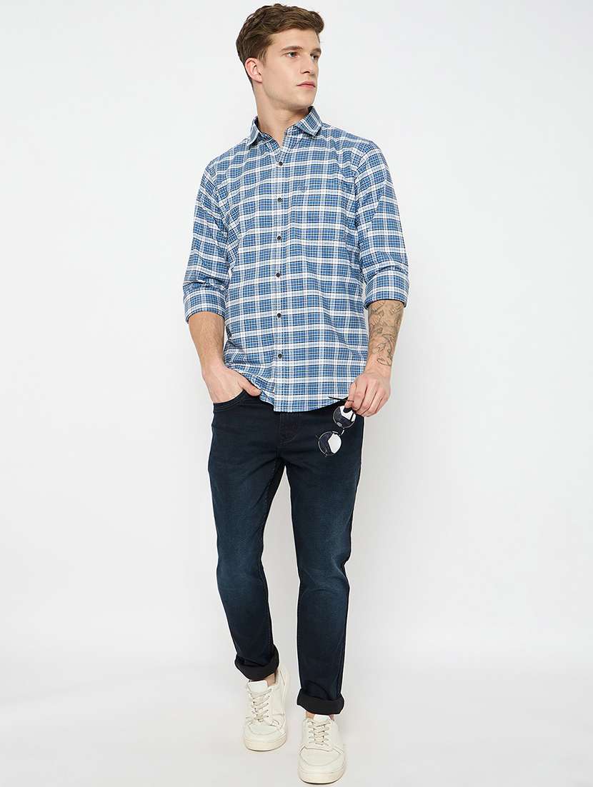 men long sleeves checkered casual shirt - 21743343 -  Standard Image - 4