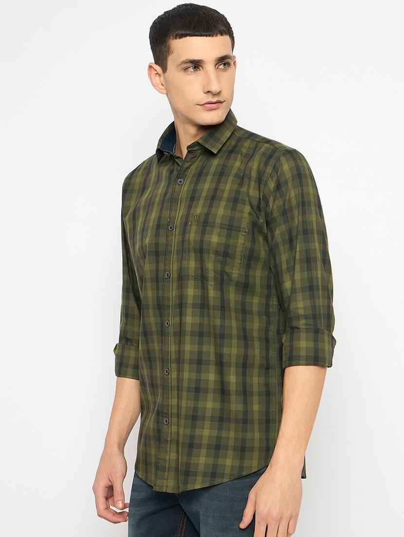 men long sleeves checkered casual shirt - 21743344 - Standard Image - 1