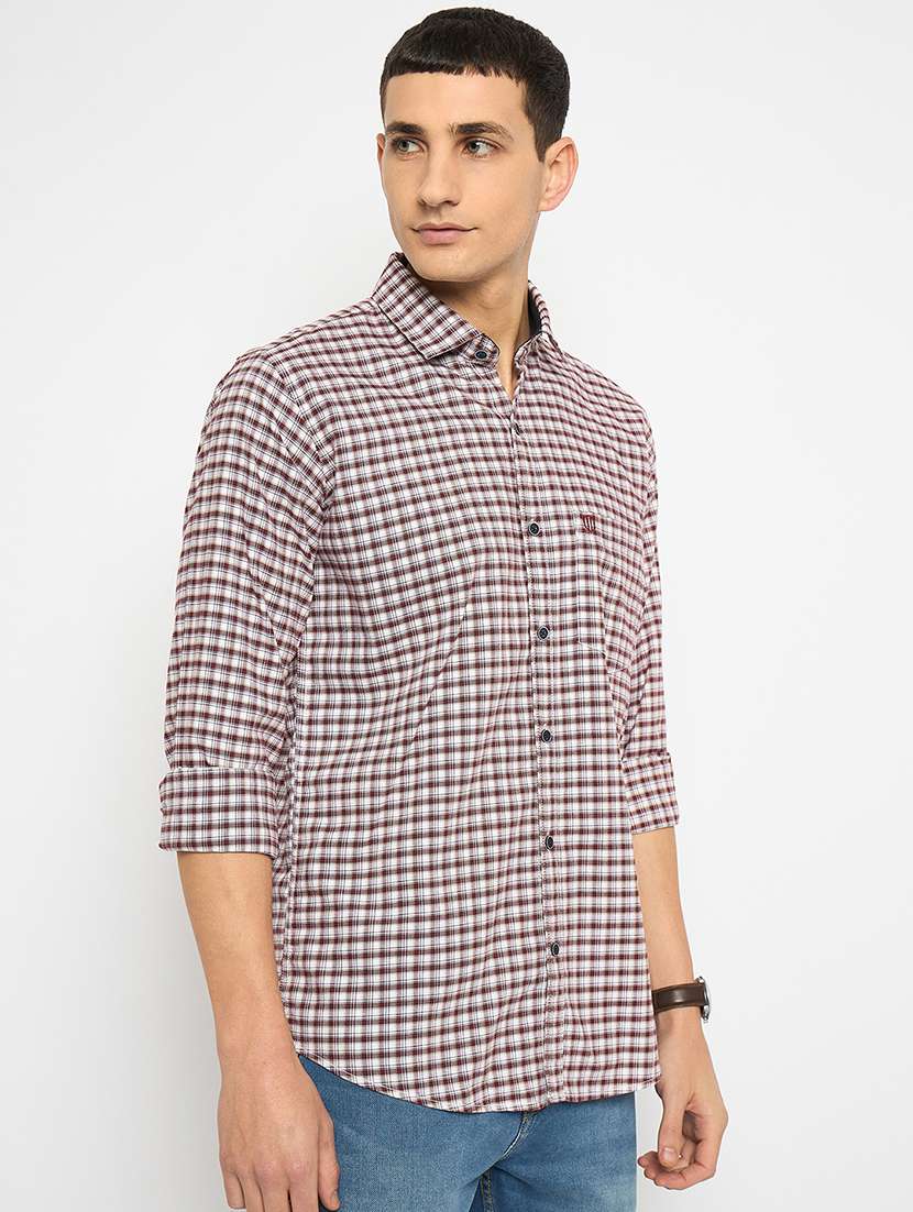 men long sleeves checkered casual shirt - 21743348 -  Standard Image - 1