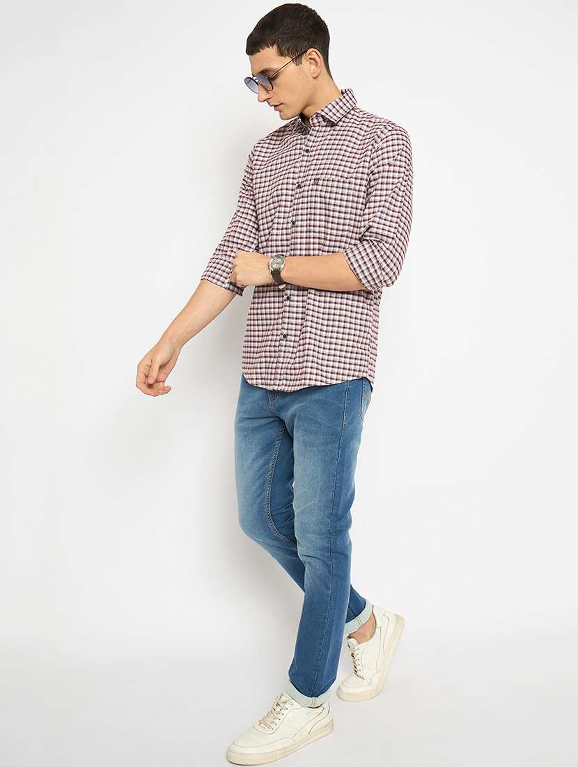 men long sleeves checkered casual shirt - 21743348 -  Standard Image - 4
