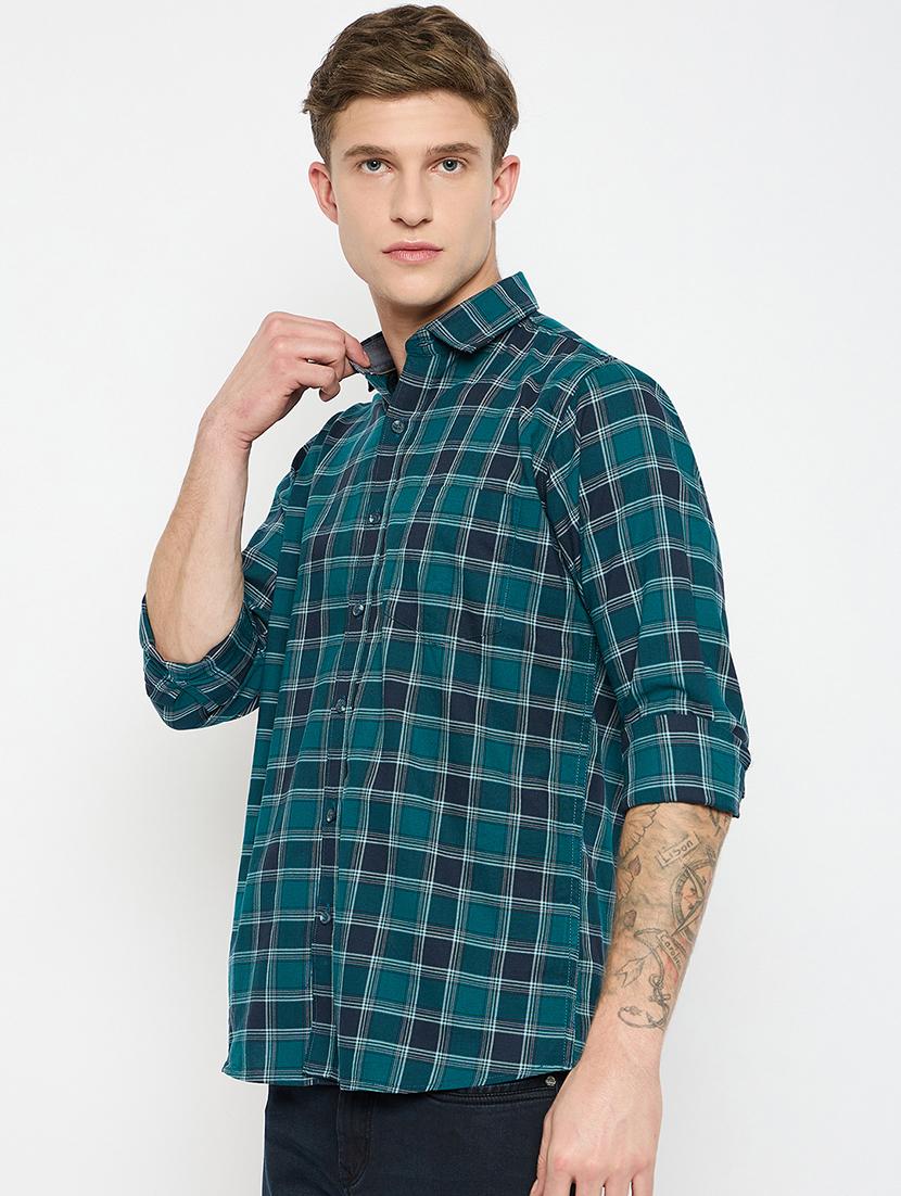 men long sleeves checkered casual shirt - 21743356 -  Standard Image - 1