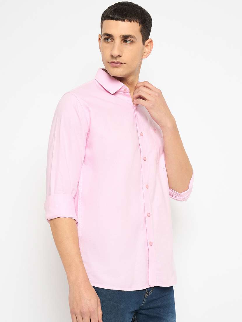 men long sleeves solid casual shirt - 21743360 -  Standard Image - 1
