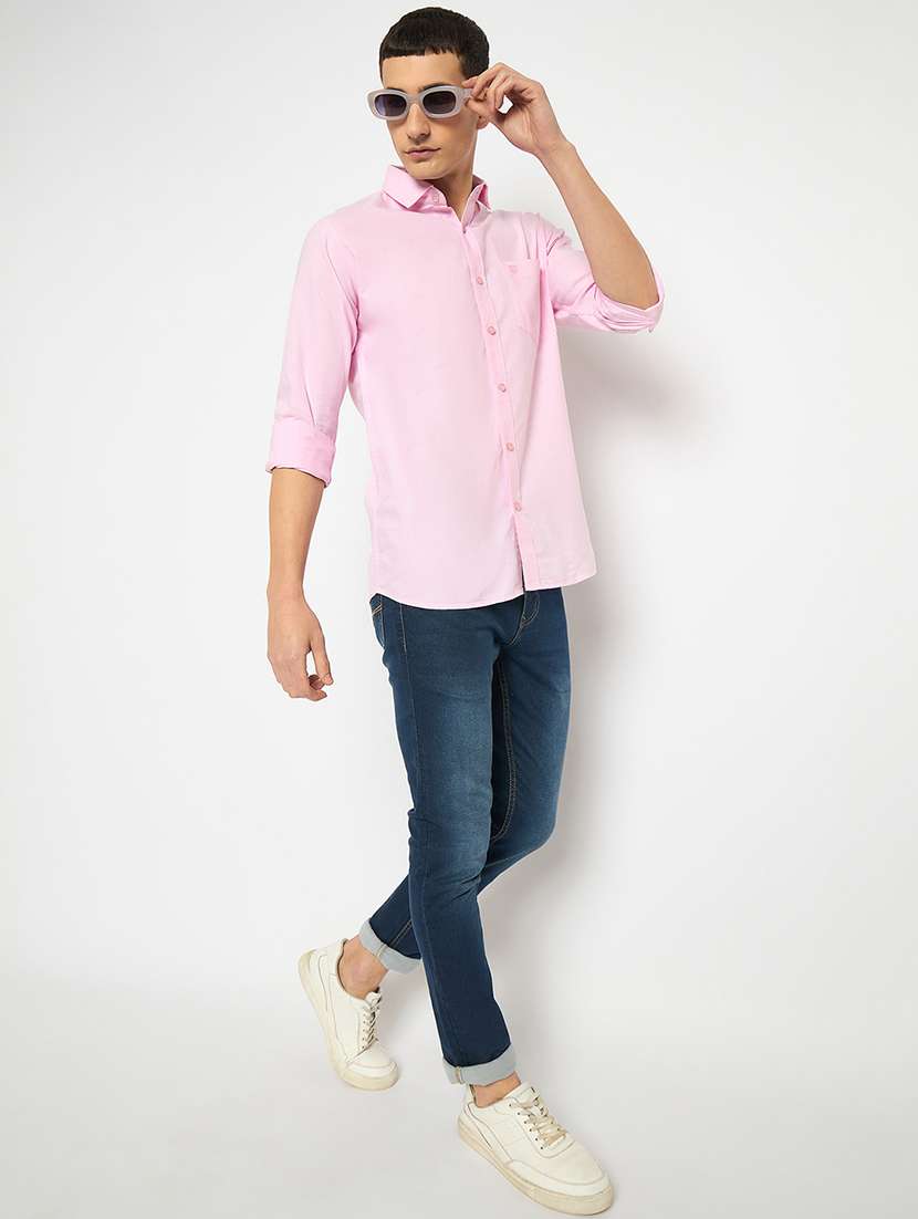 men long sleeves solid casual shirt - 21743360 -  Standard Image - 4