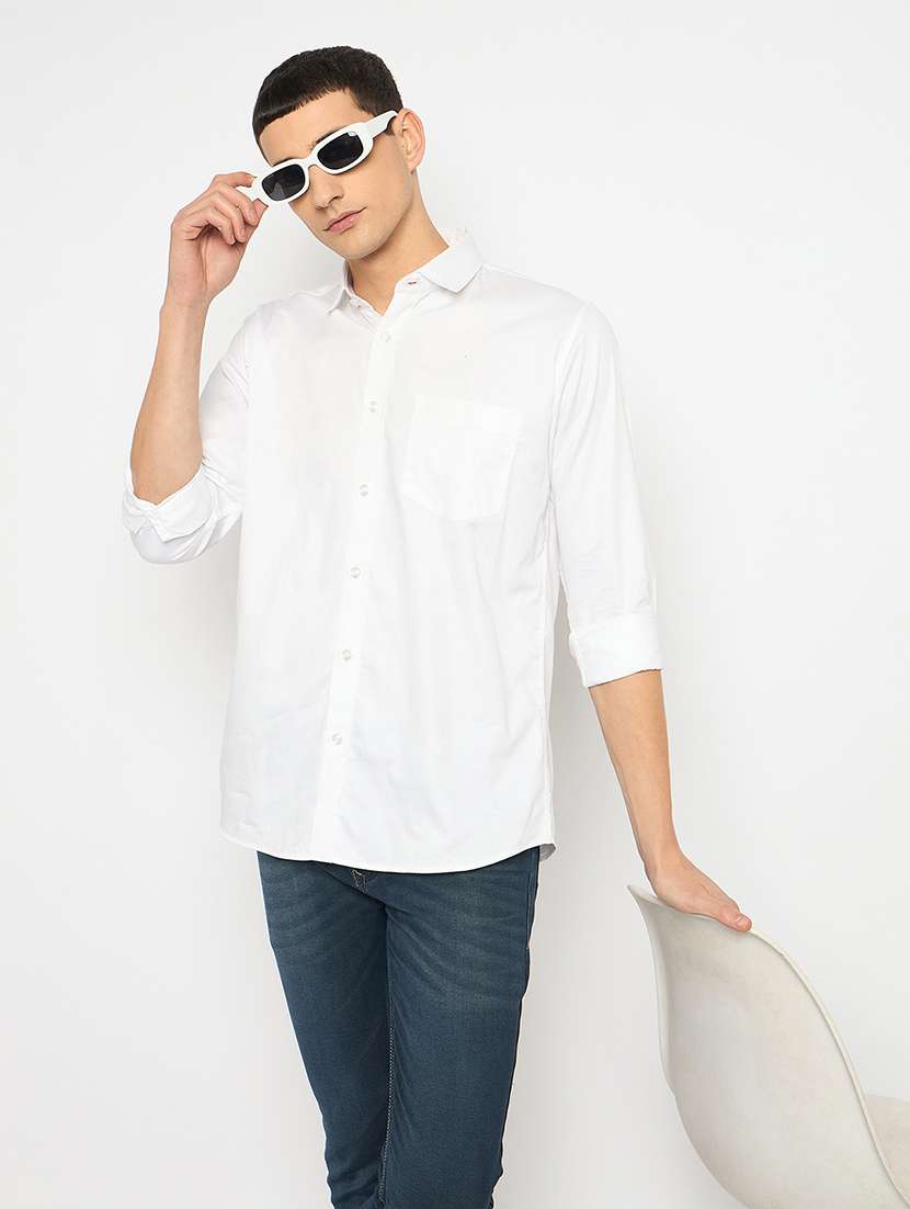 men long sleeves solid casual shirt - 21743362 -  Standard Image - 4