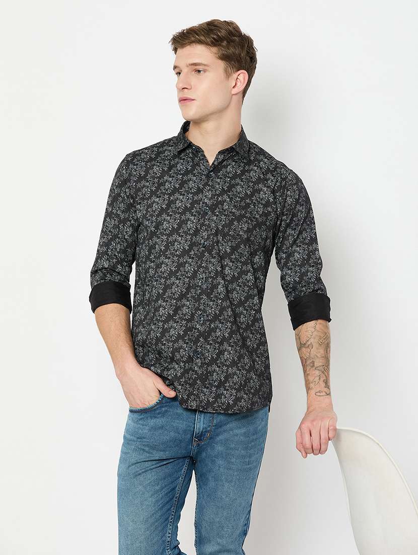 men long sleeves printed casual shirt - 21743366 -  Standard Image - 4