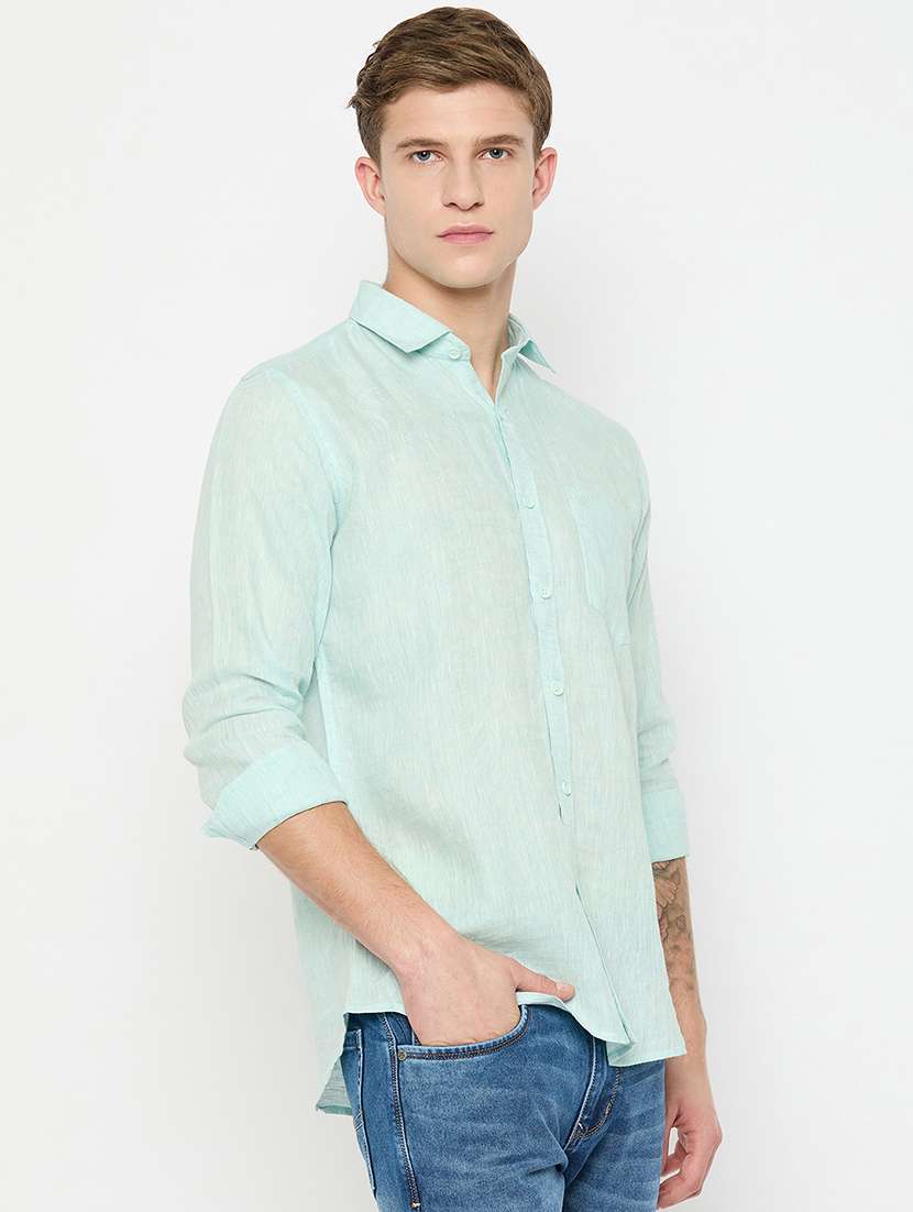 men long sleeves solid casual shirt - 21743375 -  Standard Image - 1