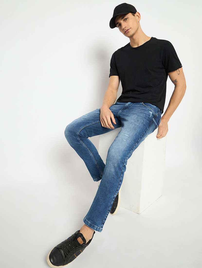 men mid rise distressed jeans - 21743380 -  Standard Image - 4
