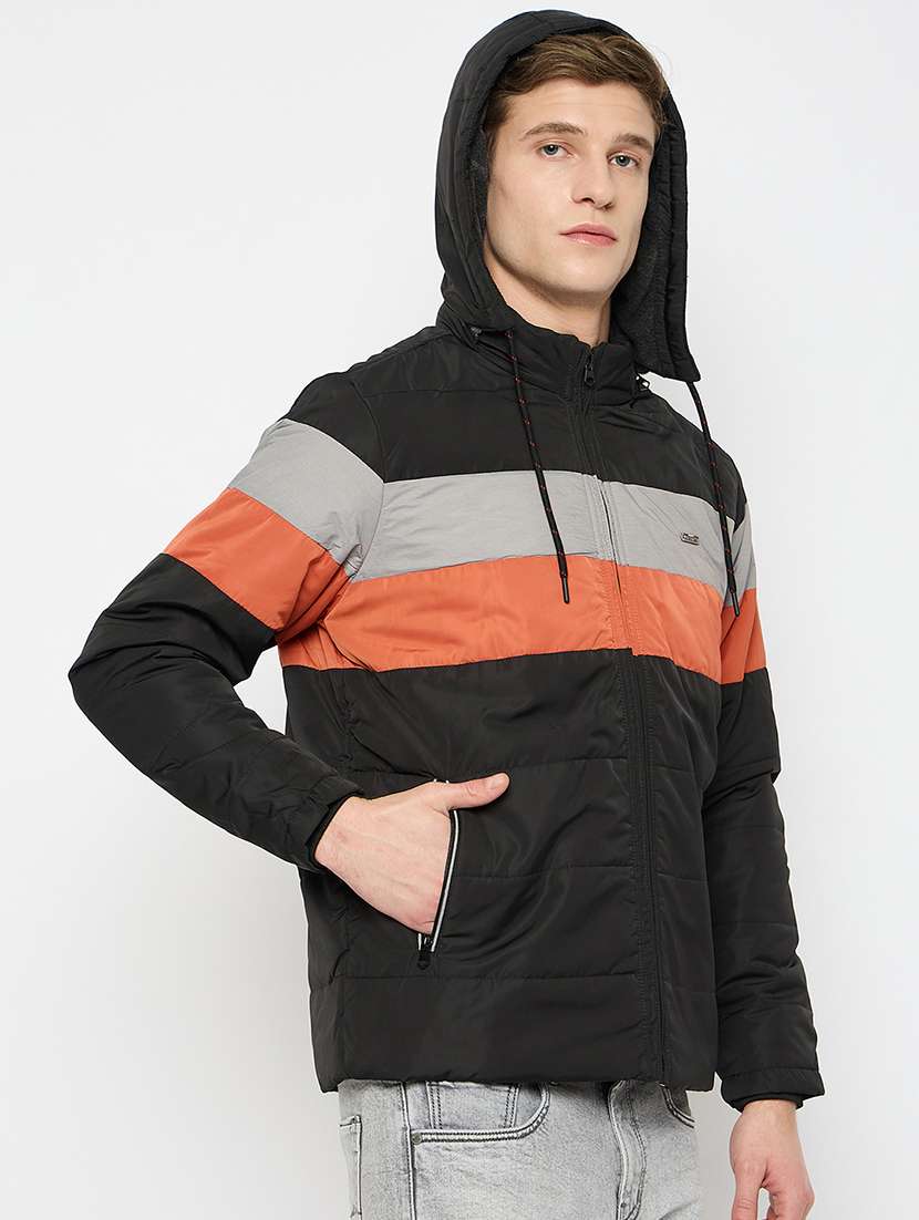 men color block hooded bomber jacket - 21743400 -  Standard Image - 1