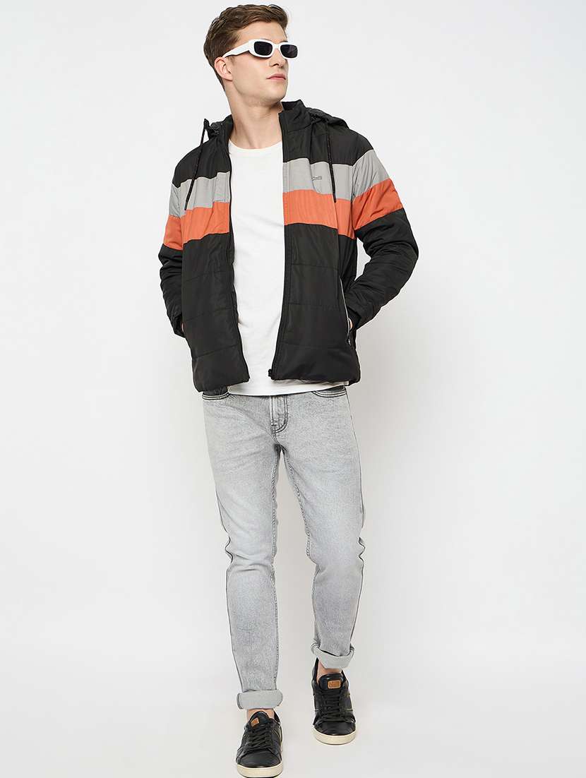 men color block hooded bomber jacket - 21743400 - Standard Image - 4