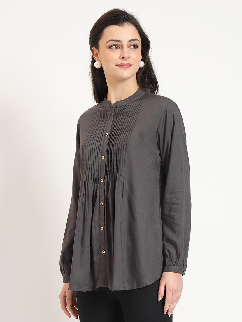women solid long sleeve top - 21743416 -  Standard Image - 1