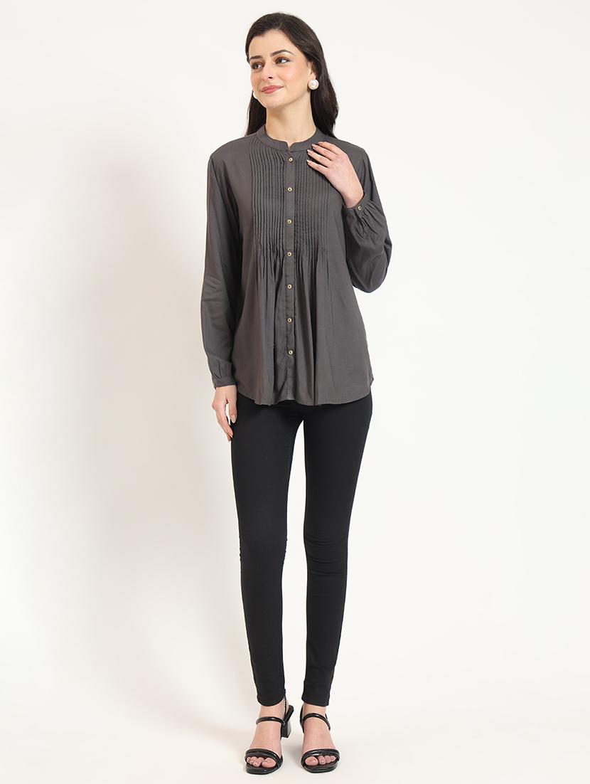 women solid long sleeve top - 21743416 - Standard Image - 4