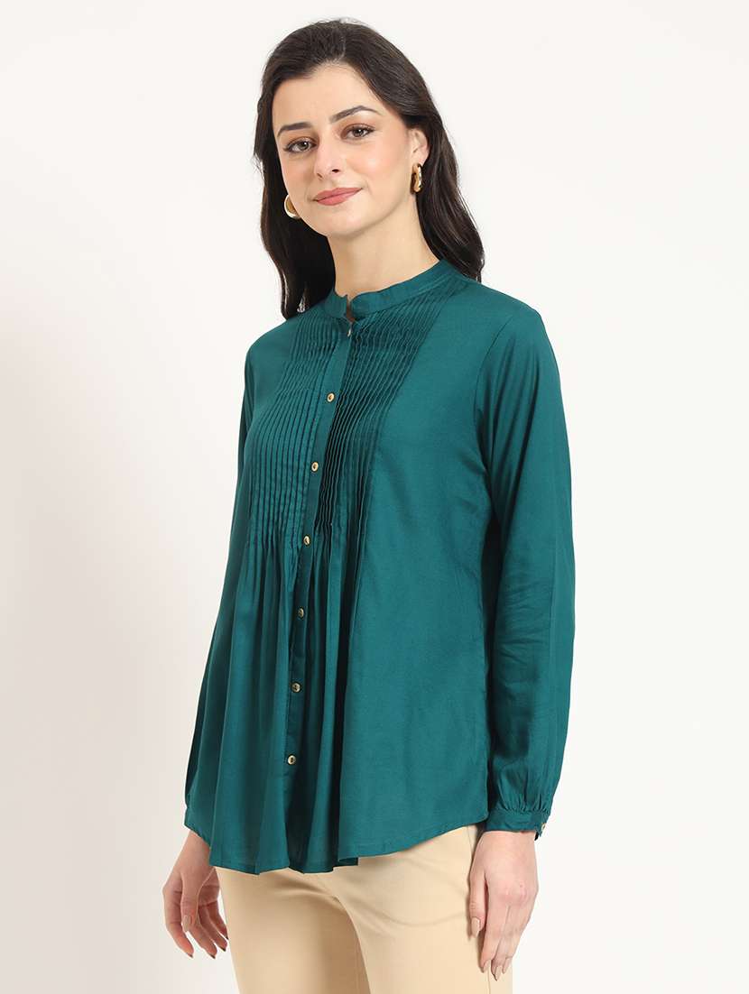 women solid long sleeve top - 21743417 - Standard Image - 1