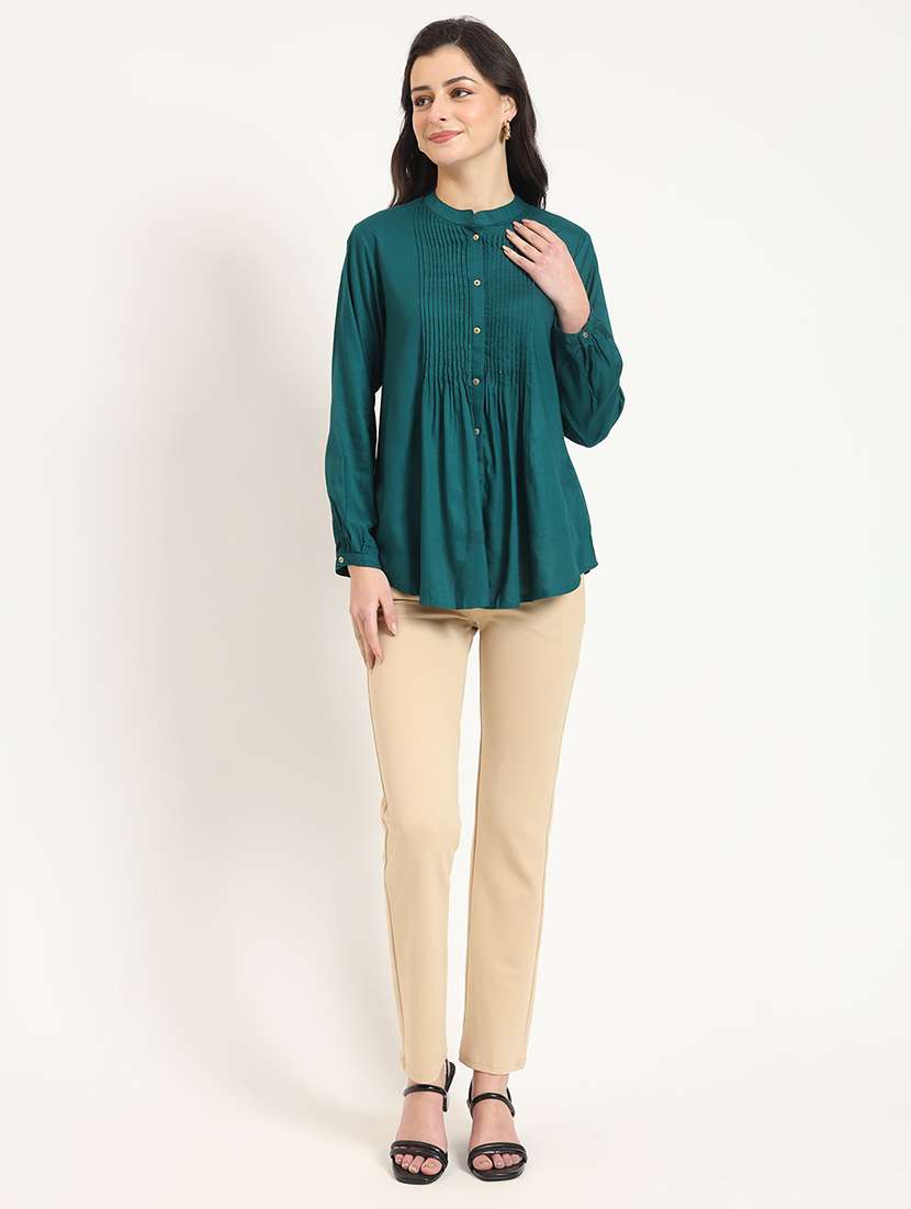 women solid long sleeve top - 21743417 - Standard Image - 4