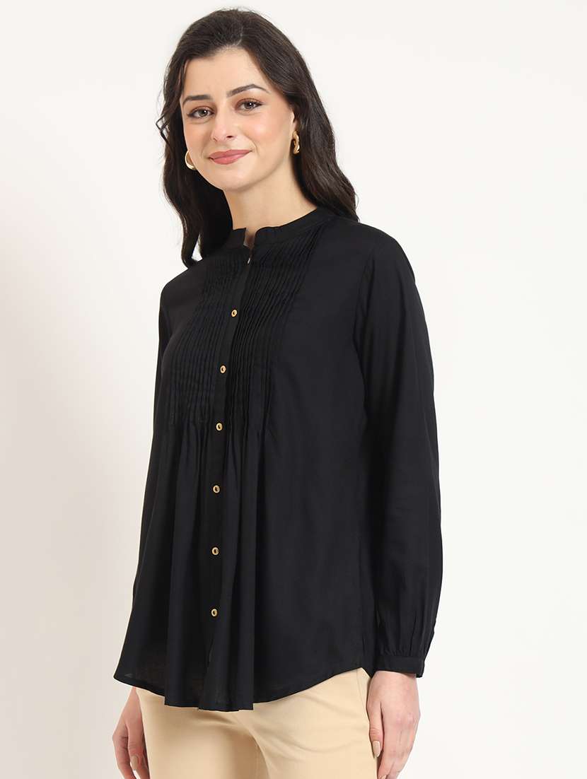 women solid long sleeve top - 21743420 - Standard Image - 1
