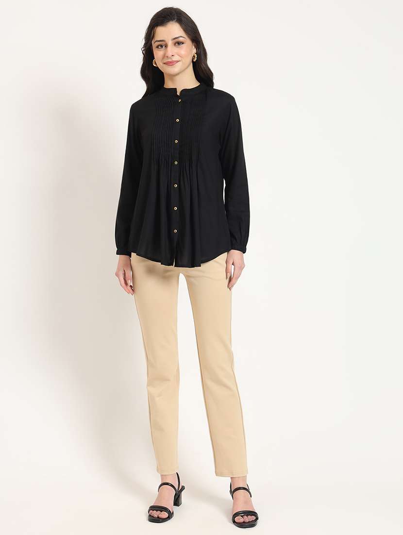 women solid long sleeve top - 21743420 - Standard Image - 4
