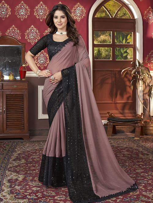 women embroidered bordered saree with blouse - 21743652 - Standard Image - 0