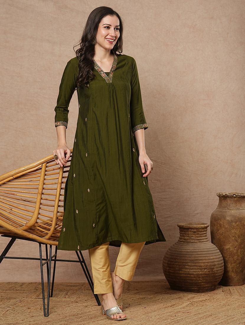women embroidered a-line kurta - 21743658 -  Zoom Image - 0