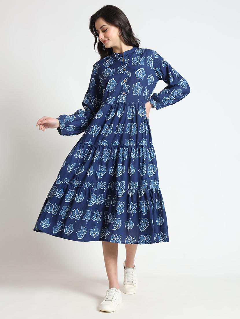 women printed long sleeve tiered dresss  - 21743679 -  Standard Image - 1