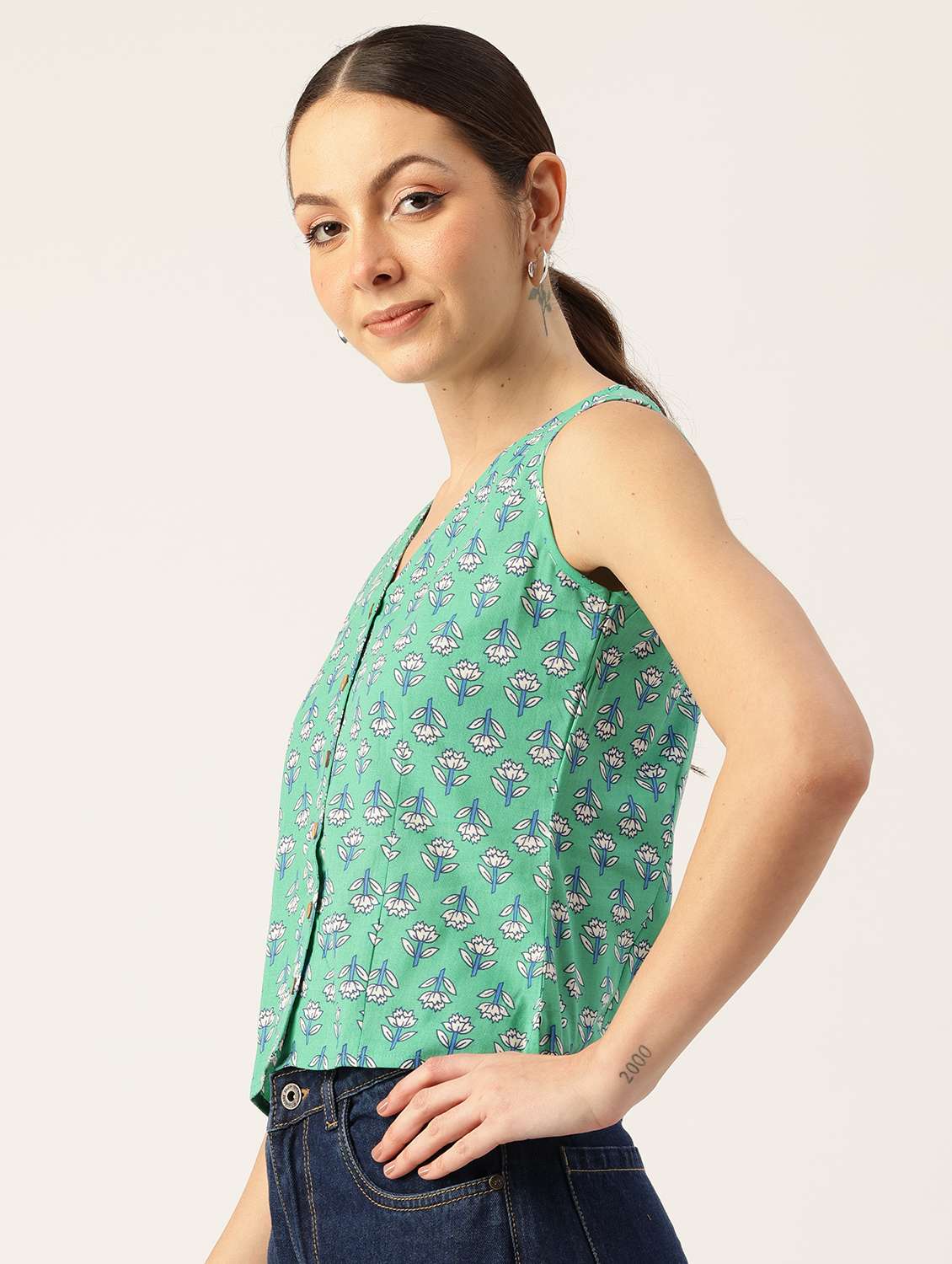 women printed sleeveless top - 21743719 -  Standard Image - 1