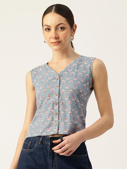 women printed sleeveless top - 21743721 -  Standard Image - 0
