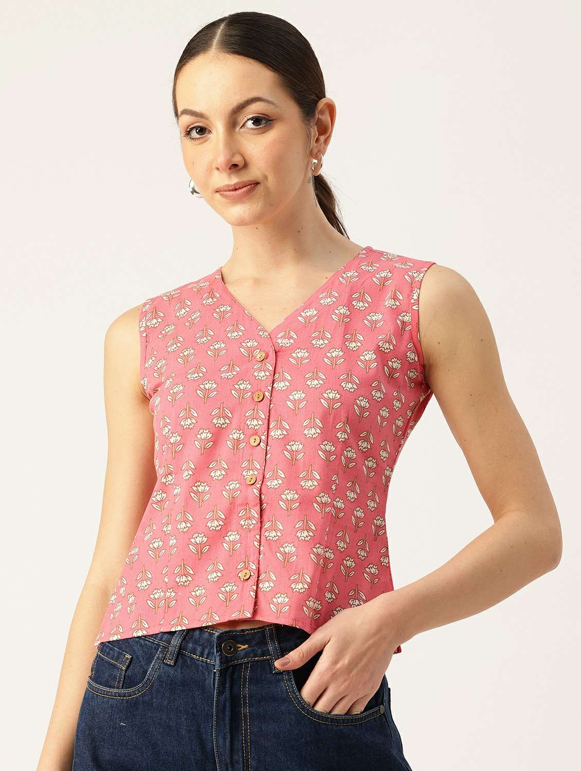 women printed sleeveless top - 21743722 -  Zoom Image - 0