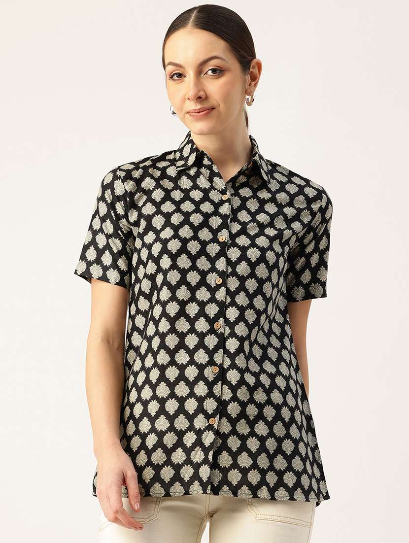 women printed short aleeve shirt
