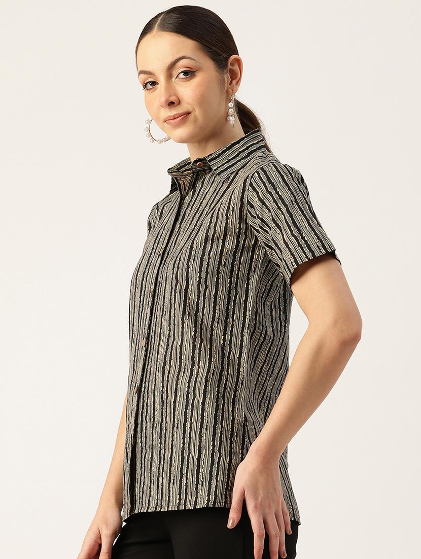women printed short aleeve shirt - 21743725 - Standard Image - 1