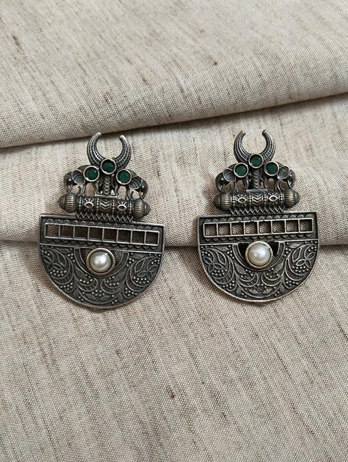 women silver brass studs earrings - 21743727 - Standard Image - 0