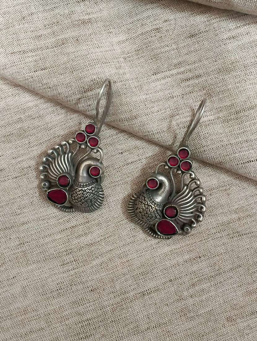 women silver brass drop earrings