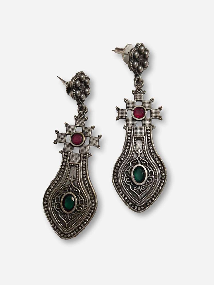 women silver brass drop earrings - 21743734 -  Standard Image - 1