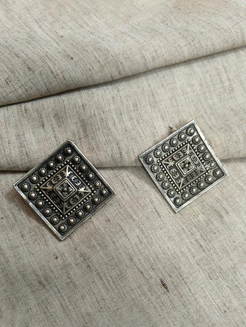 women silver brass studs earrings - 21743758 - Standard Image - 0
