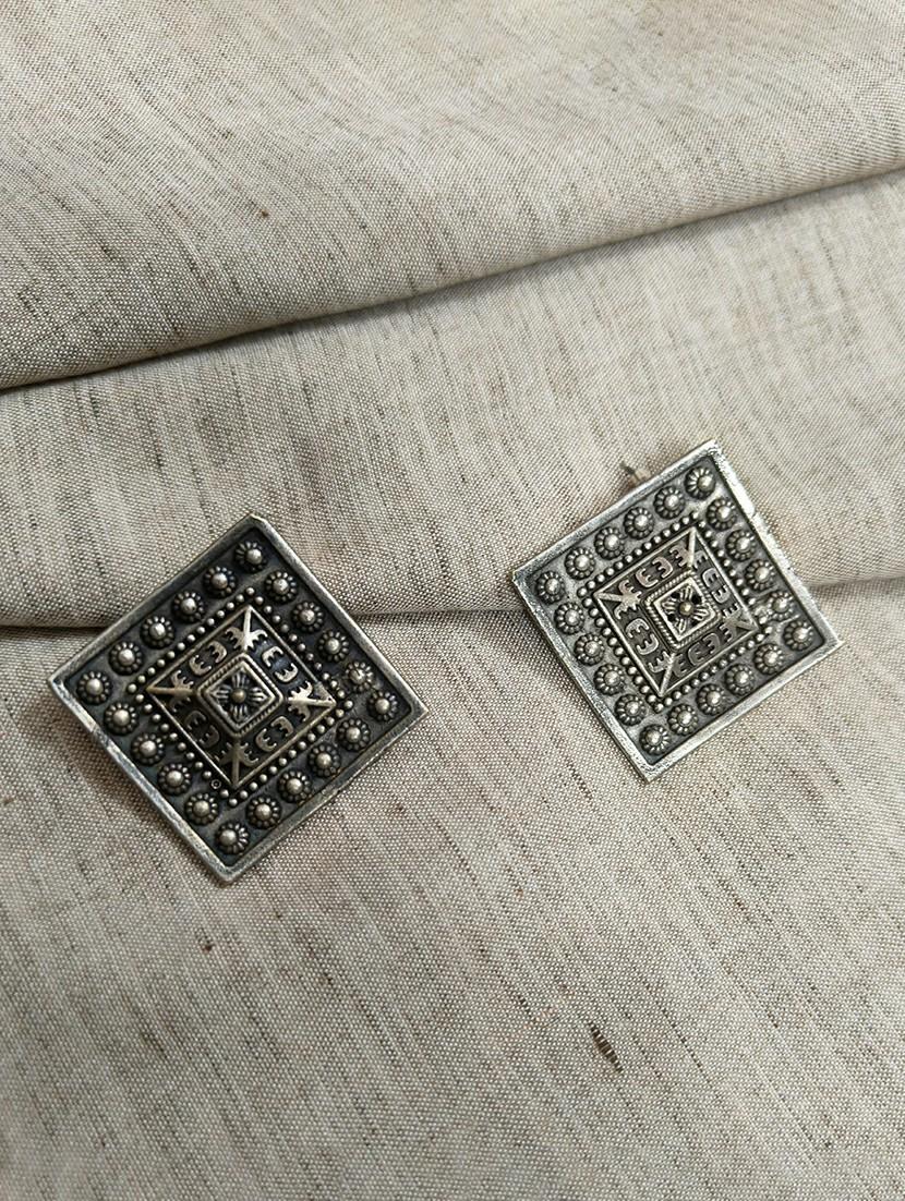 women silver brass studs earrings - 21743758 - Zoom Image - 0