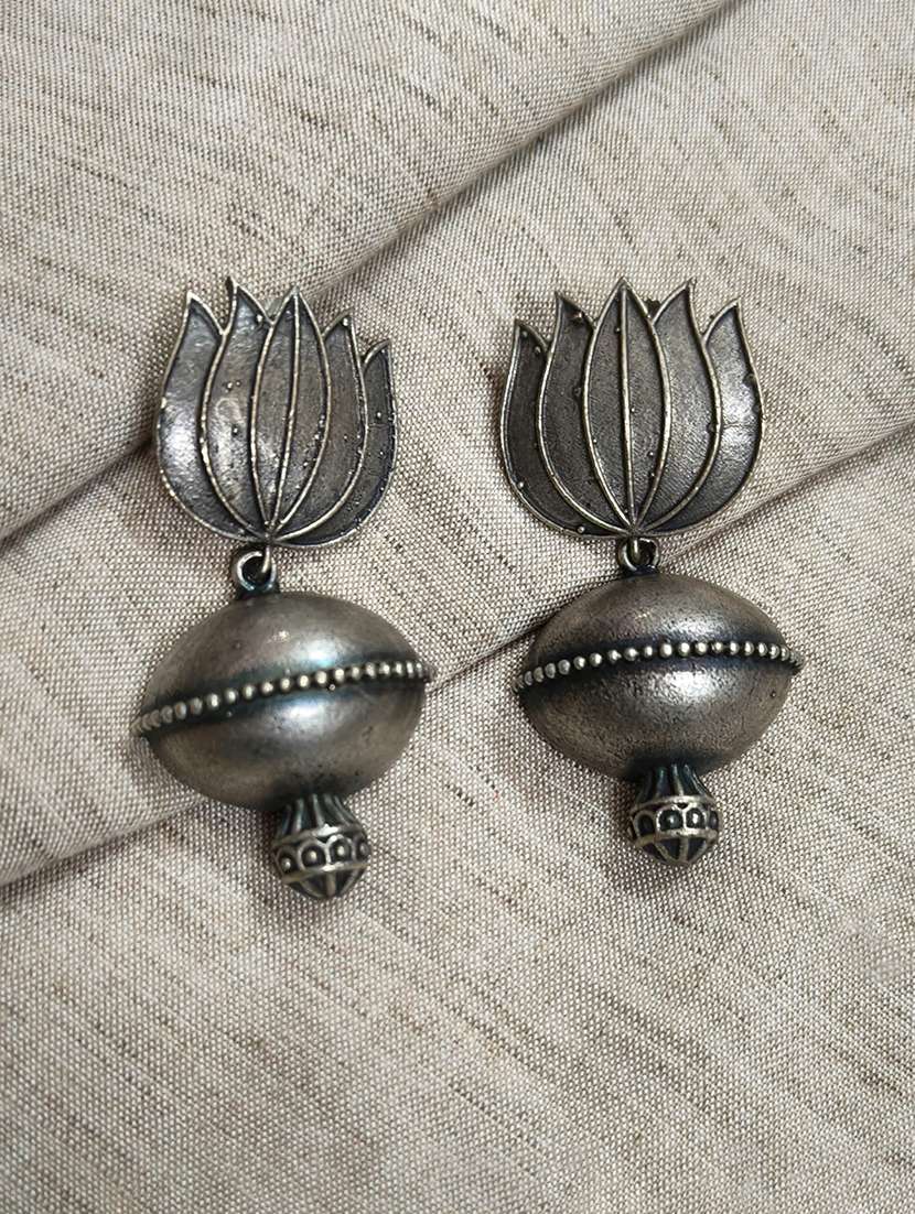 women silver brass drop earrings